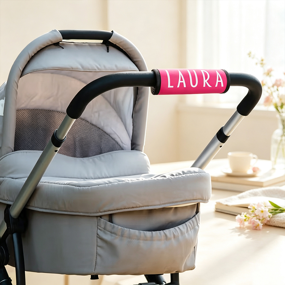 Personalised Luggage Handle Wrap with Printed Name, Soft Suitcase Handle Cover and Travel Bag Identifier