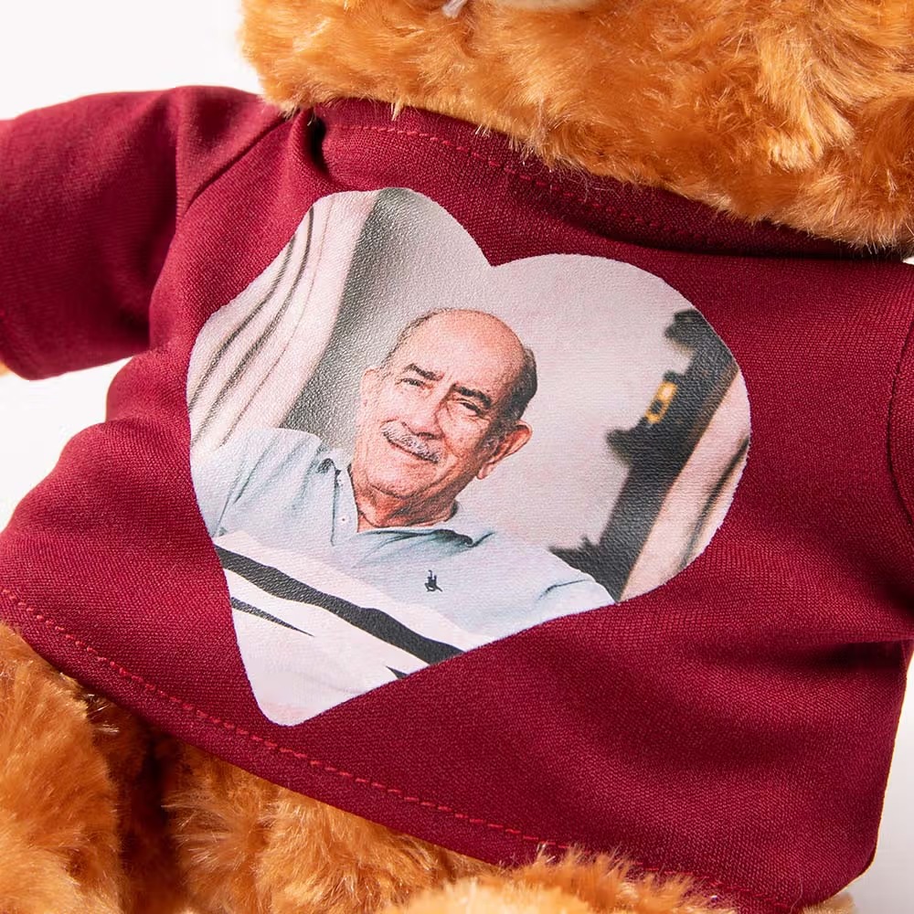 Personalized Memory Teddy Bear with Photo Heart Shirt, Custom Plush Bear Gift for Anniversary, Memorial Keepsake, Family & Loved Ones