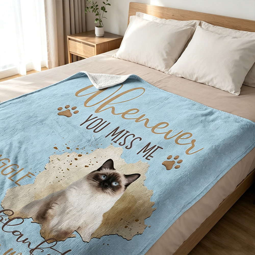 Personalized Dog Memorial Blanket with Custom Pet Photo & Name, "Whenever You Miss Me Snuggle This Blanket" Soft Flannel Throw, Sympathy Loss of Dog Gift, Pet Remembrance Blanket for Dog Lovers