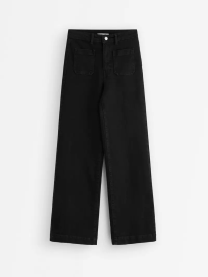 WIDE high waist jeans med lätt stretch