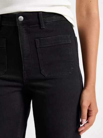 WIDE high waist jeans med lätt stretch