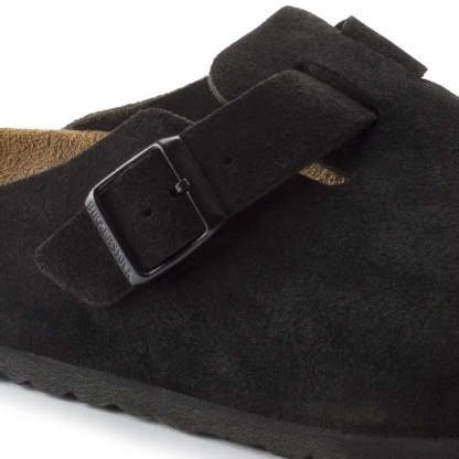 Men's  Birkethtnstock - Boston Soft - Black Suede Leather