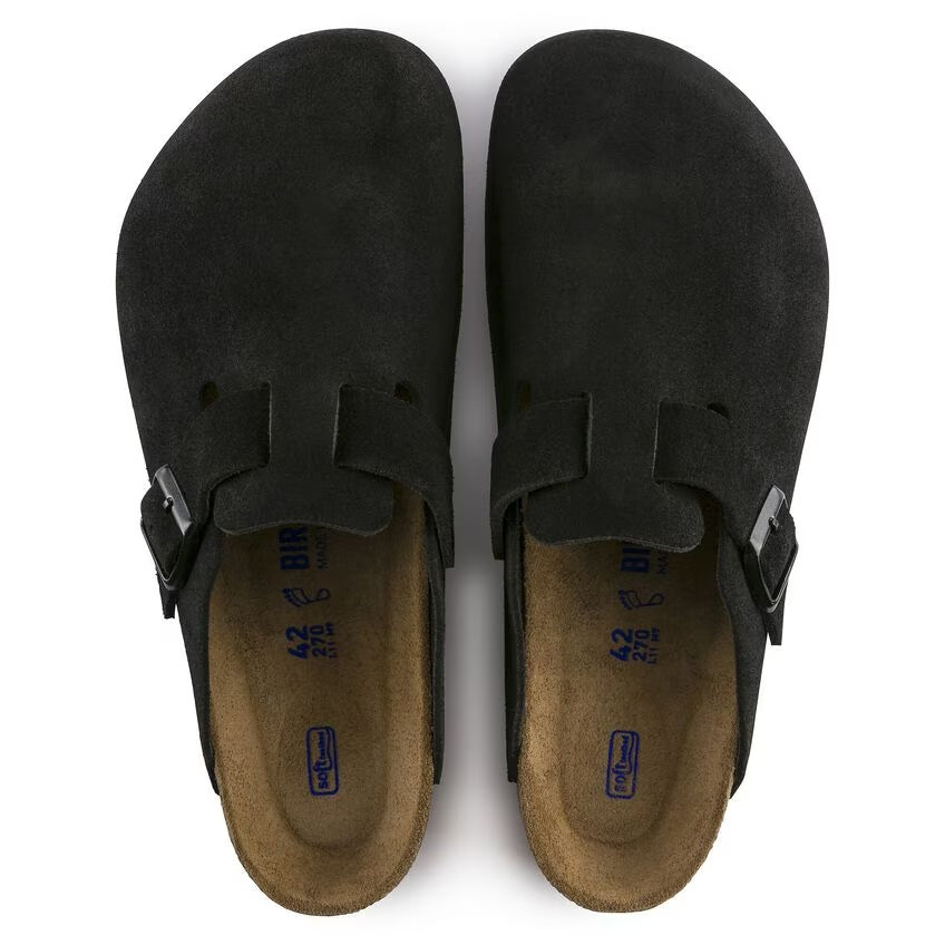 Men's  Birkethtnstock - Boston Soft - Black Suede Leather