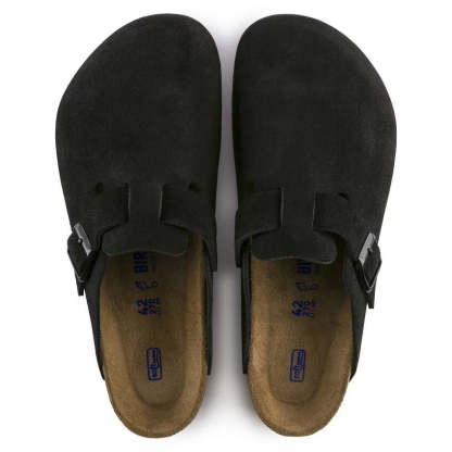 Men's  Birkethtnstock - Boston Soft - Black Suede Leather