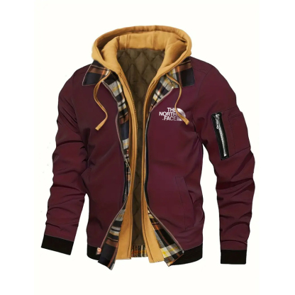 2024 TNF®-Men's Casual Fleece-Lined Hooded Jacket with Zip Pockets