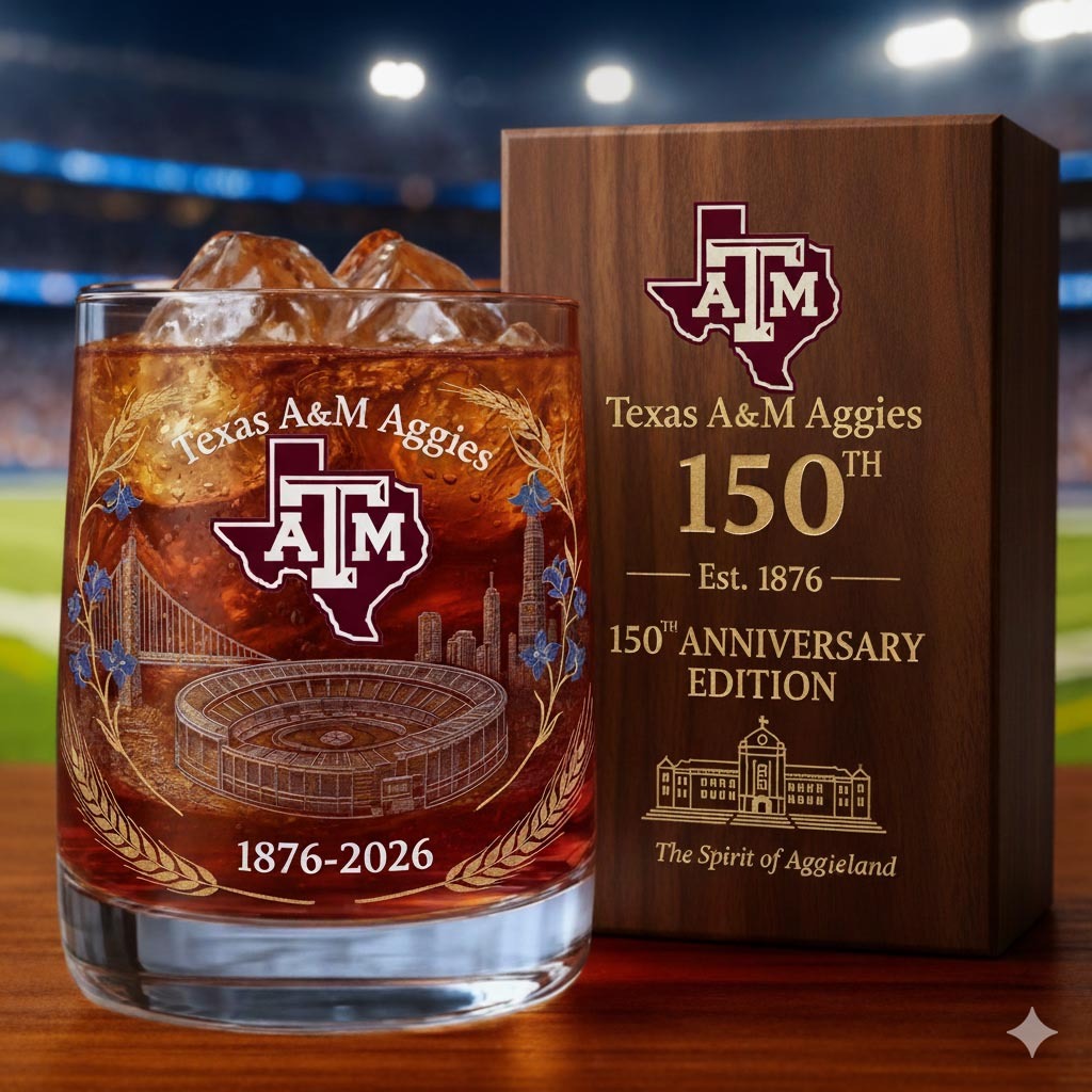 Texas A&M Aggies 150th Anniversary Whiskey Glass
