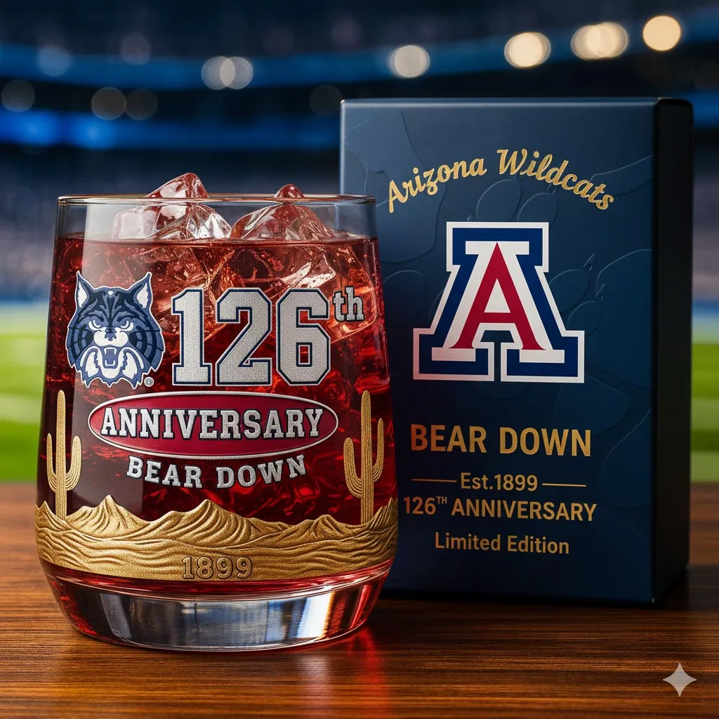 Arizona Wildcats 126th Anniversary Whiskey Glass