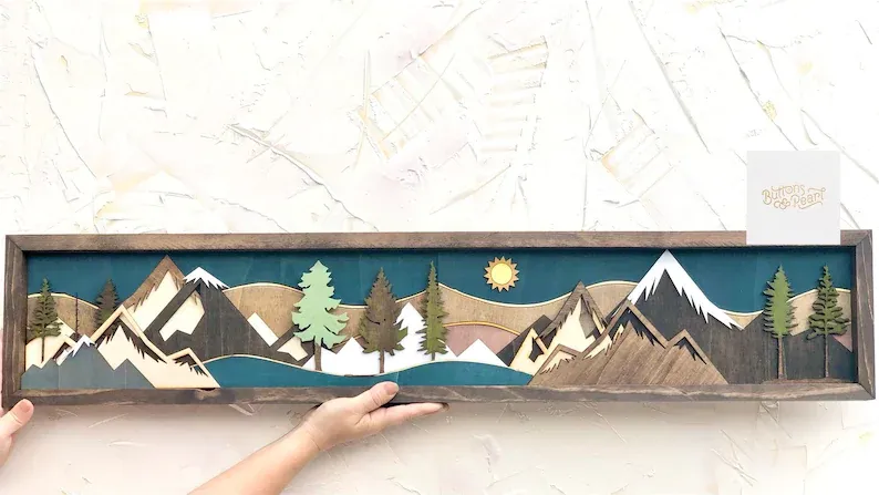 Handmade Wooden Forest & Mountain Wall Decor | Buy 2 Free Shipping