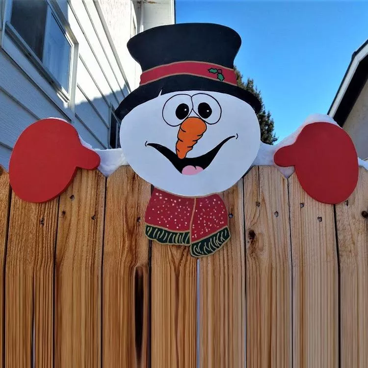 Santa Claus Christmas Fence Peeker Holiday Outdoor Decoration