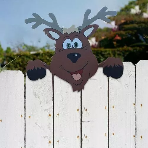 Santa Claus Christmas Fence Peeker Holiday Outdoor Decoration