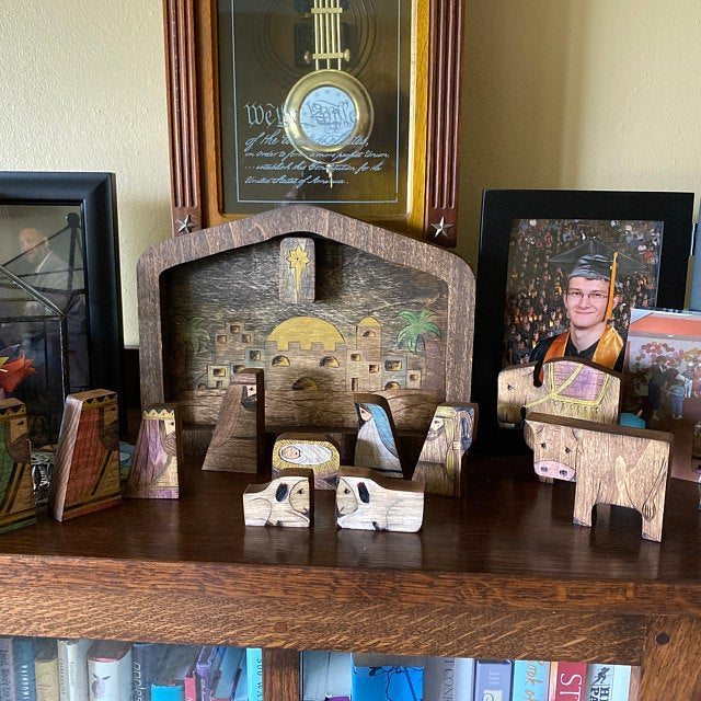 Nativity Puzzle With Wood Burned Design Wooden Jesus Puzzles Set Jigsaw Game