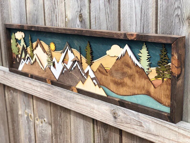 Handmade Wooden Forest & Mountain Wall Decor | Buy 2 Free Shipping