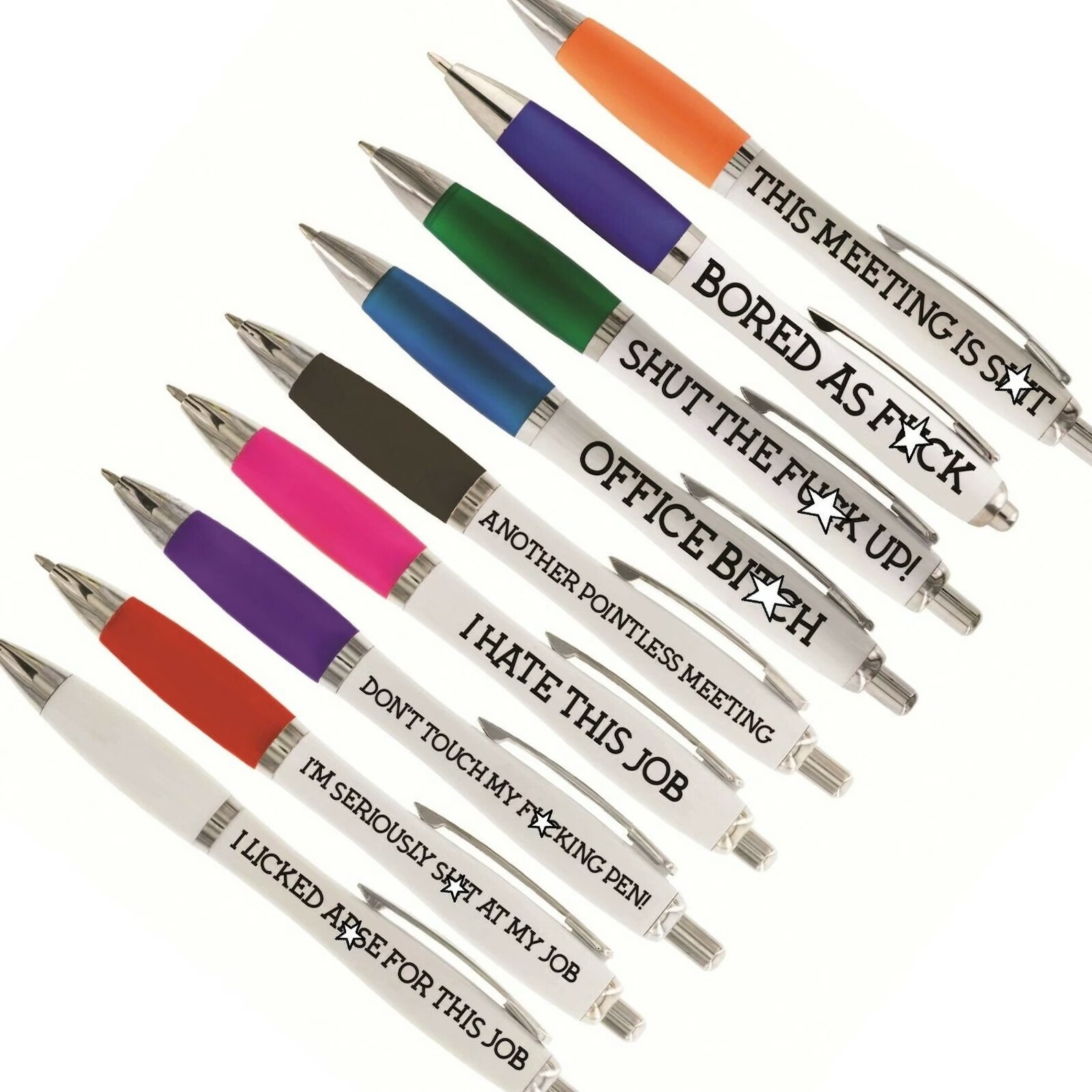 Funny Pens Office Cheeky Novelty Stationary （1 Set of 9 Pcs）