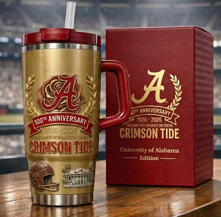 Limited Edition: Alabama Crimson Tide 100th Anniversary Gold Tumbler (1926-2026)