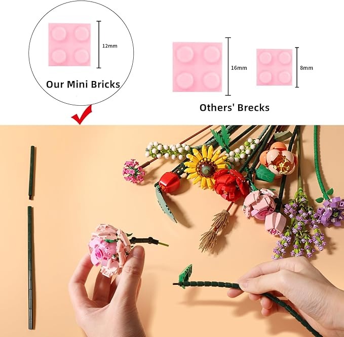 (🔥HOT SALE NOW 49% OFF) - 💐Mini Bricks Flower Bouquet Building Sets