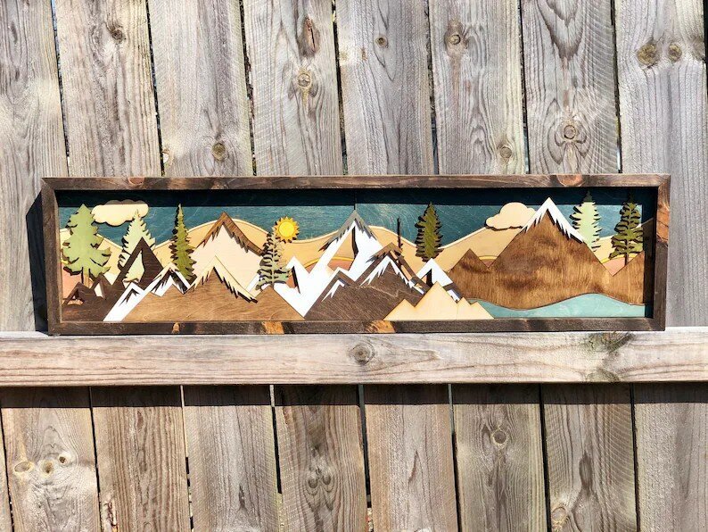 Handmade Wooden Forest & Mountain Wall Decor | Buy 2 Free Shipping