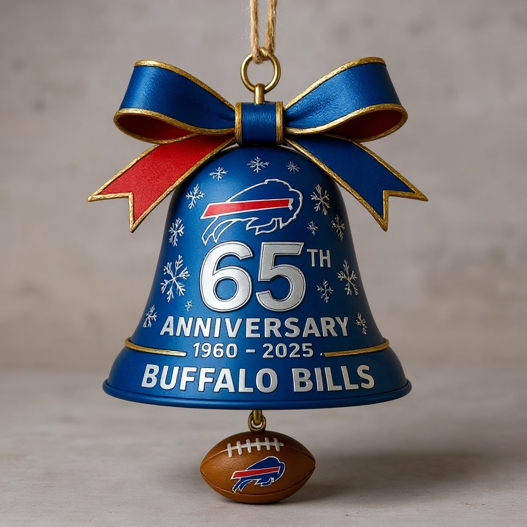 Buffalo Bills 65th Anniversary Christmas Bell 3D Ornament