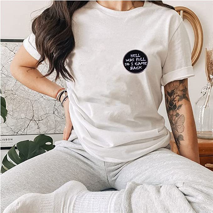 "HELL WAS FULL SO I CAME BACK" FUNNY BROOCH