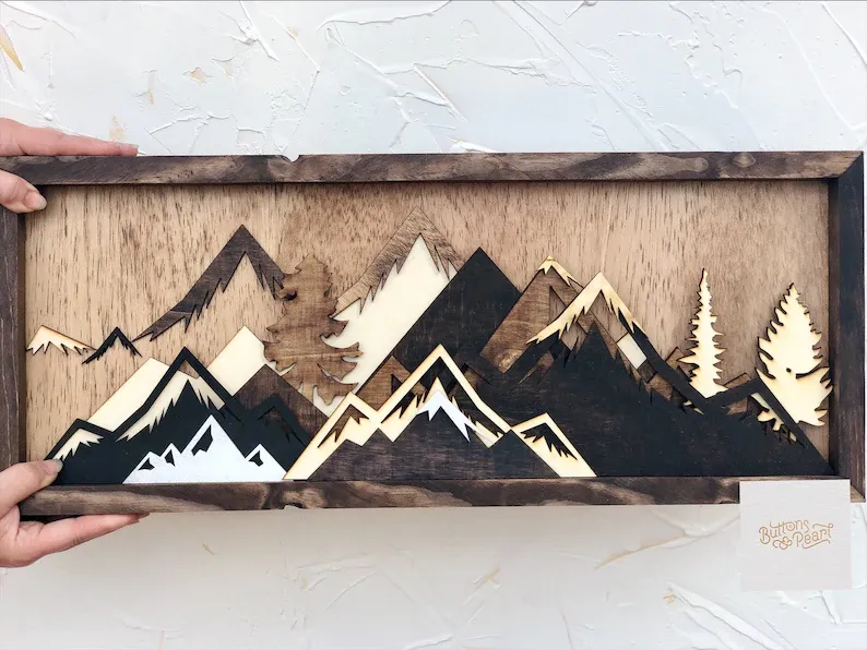 Handmade Wooden Forest & Mountain Wall Decor | Buy 2 Free Shipping