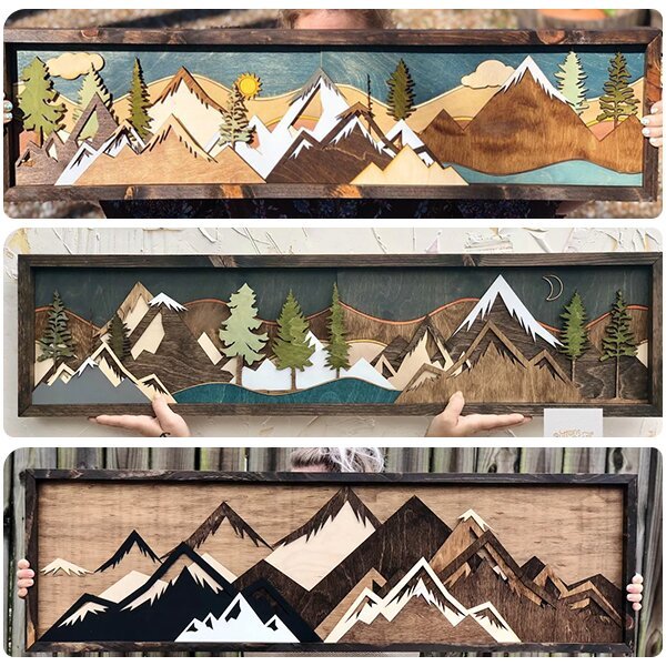 Handmade Wooden Forest & Mountain Wall Decor | Buy 2 Free Shipping