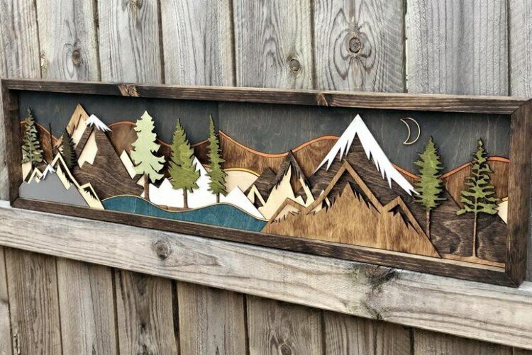 Handmade Wooden Forest & Mountain Wall Decor | Buy 2 Free Shipping