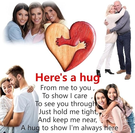 💖A Hug from My Heart for You Handmade Wood Carvings