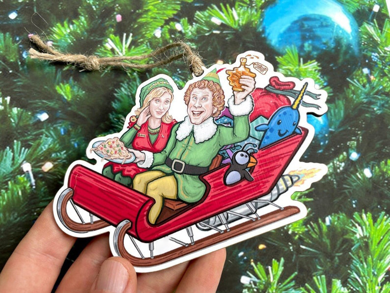 Hand Drawn Wooden Christmas Ornament