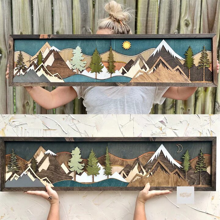 Handmade Wooden Forest & Mountain Wall Decor | Buy 2 Free Shipping
