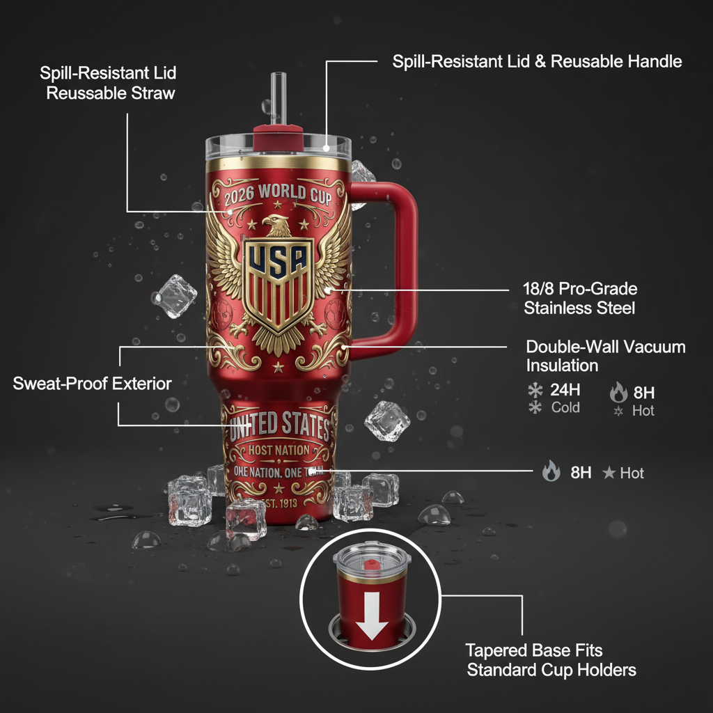 The Commemorative 2026 USA "Host Nation" 40oz Tumbler | Limited Edition 3D Gold Embossed
