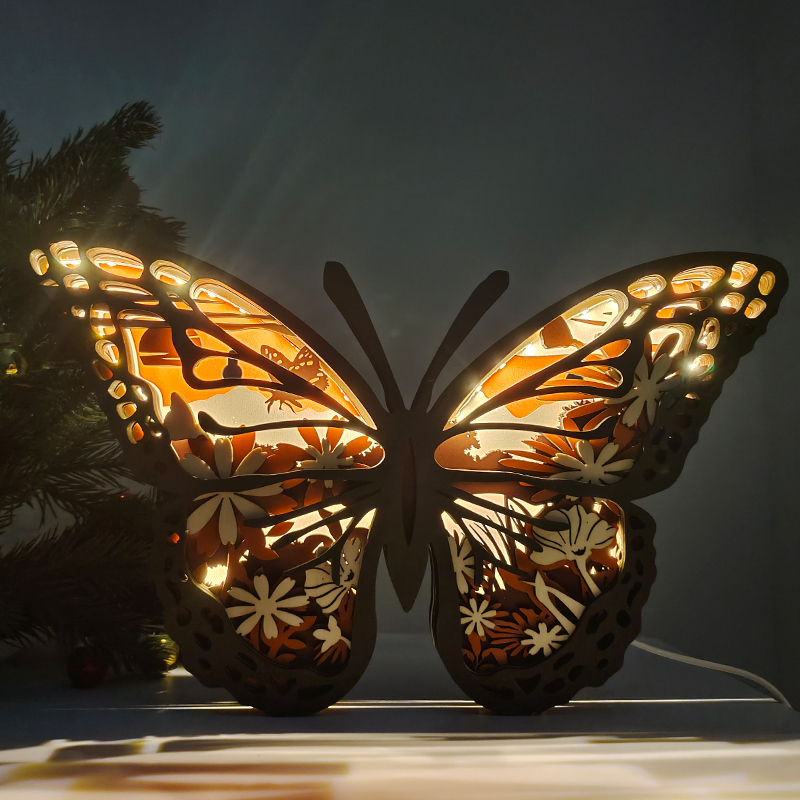 New Arrivals✨- New Hollow Out Butterfly Creative Animal Home Lamp Decorative Wood Ornaments