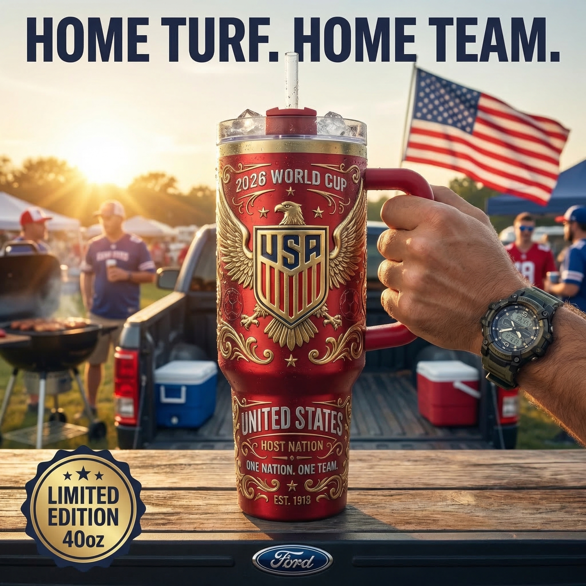 The Commemorative 2026 USA "Host Nation" 40oz Tumbler | Limited Edition 3D Gold Embossed