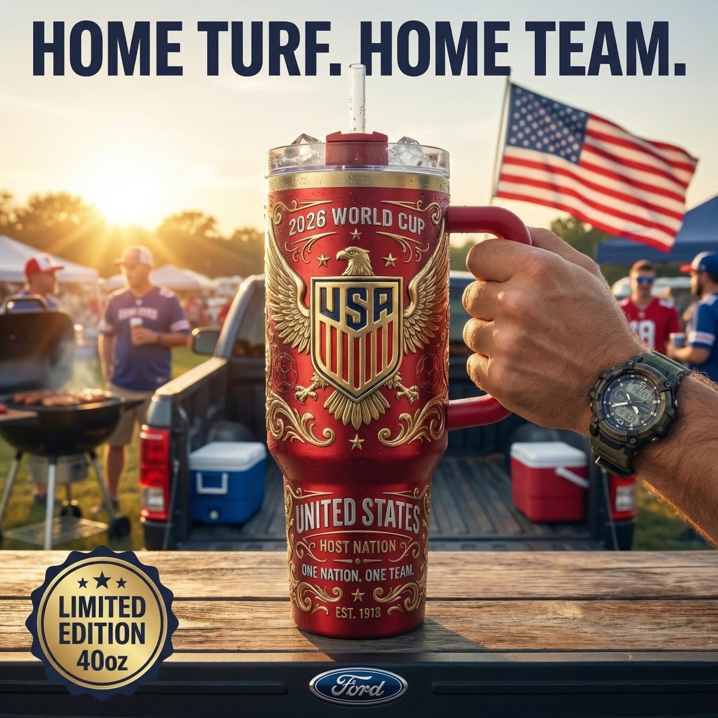 The Commemorative 2026 USA "Host Nation" 40oz Tumbler | Limited Edition 3D Gold Embossed