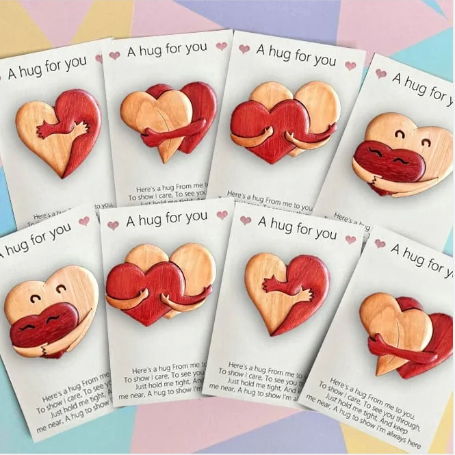 💖A Hug from My Heart for You Handmade Wood Carvings
