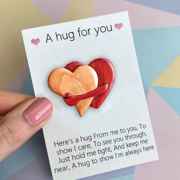💖A Hug from My Heart for You Handmade Wood Carvings