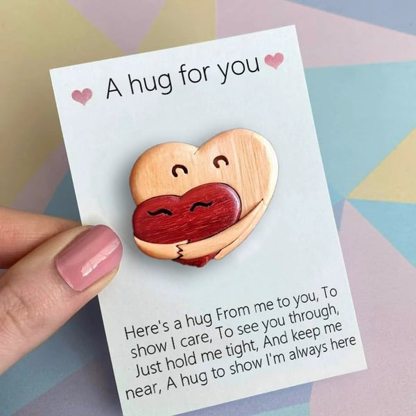 💖A Hug from My Heart for You Handmade Wood Carvings