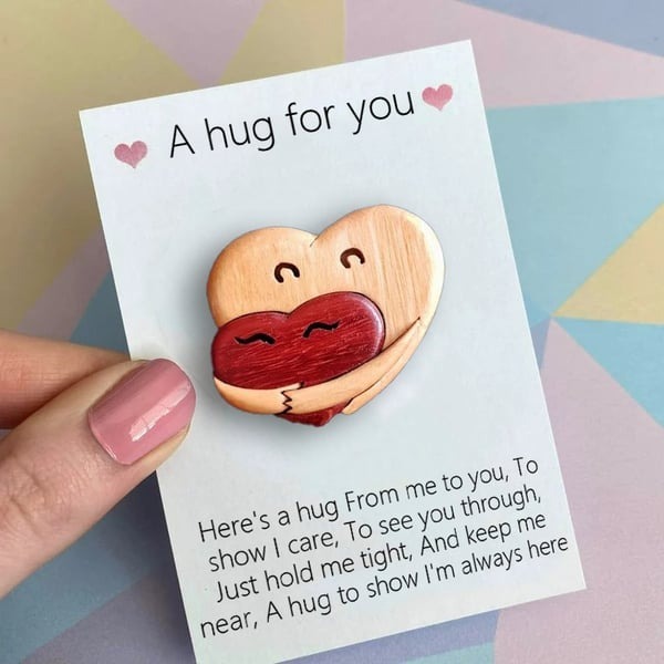 💖A Hug from My Heart for You Handmade Wood Carvings