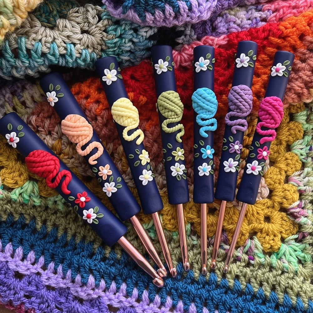 Rainbow Yarn Ball Crochet Hook
