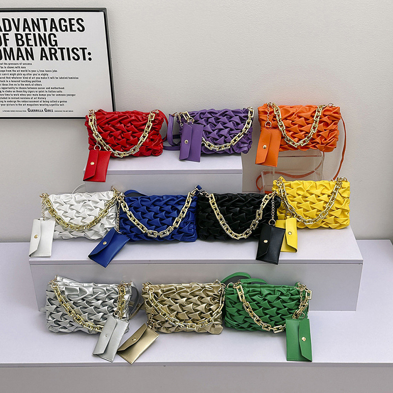 Summer new fashion pleated two-piece shoulder messenger bag