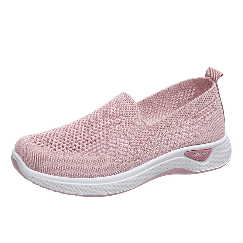 Women's Flyknit Sneakers, Breathable Low Top Slip On Walking Shoes, Women's Non-Slip Shoes