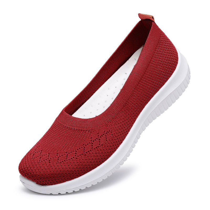 Pustende flate nettingsko for kvinner, brodert med blomster med lav topp rund tå Lette fritidssko, behagelige fottøy for kvinner