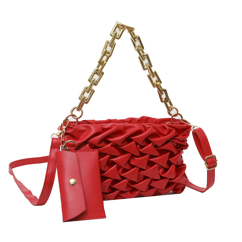Summer new fashion pleated two-piece shoulder messenger bag