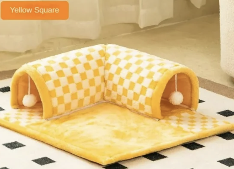 Cat Tunnel Bed Dog House Central Mat Soft Plush Material DIY Cats Play Mat Cat Activity Rug Toy for Interactive Exercise Pet
