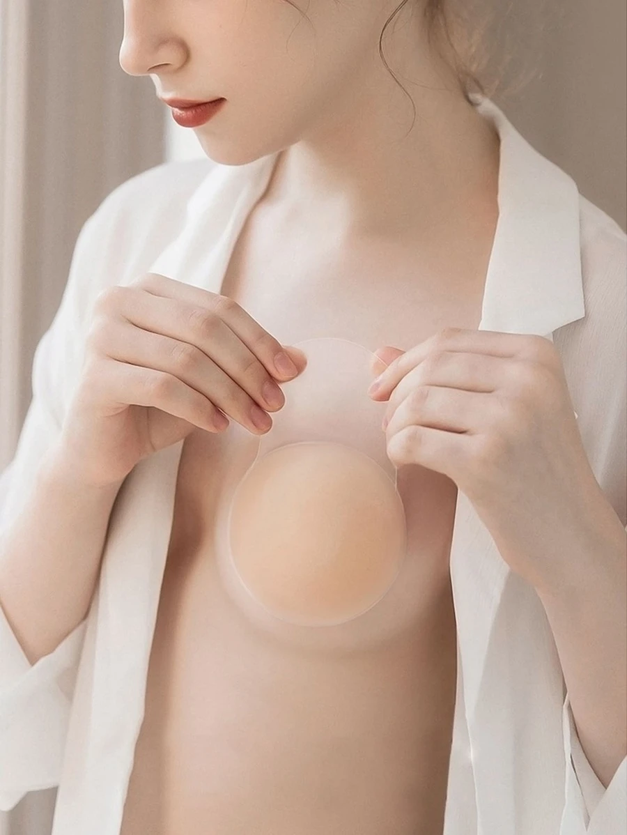 2pcs/set, silicone invisible bra lift, skin color. Suitable for wedding, backless tops, with anti-drooping, push-up, anti-exposure and anti-bump functions