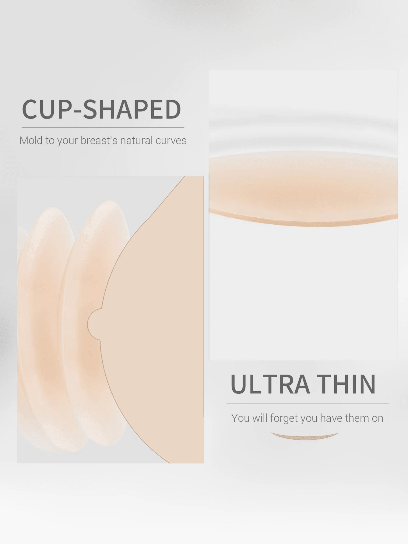 2pcs/set, silicone invisible bra lift, skin color. Suitable for wedding, backless tops, with anti-drooping, push-up, anti-exposure and anti-bump functions