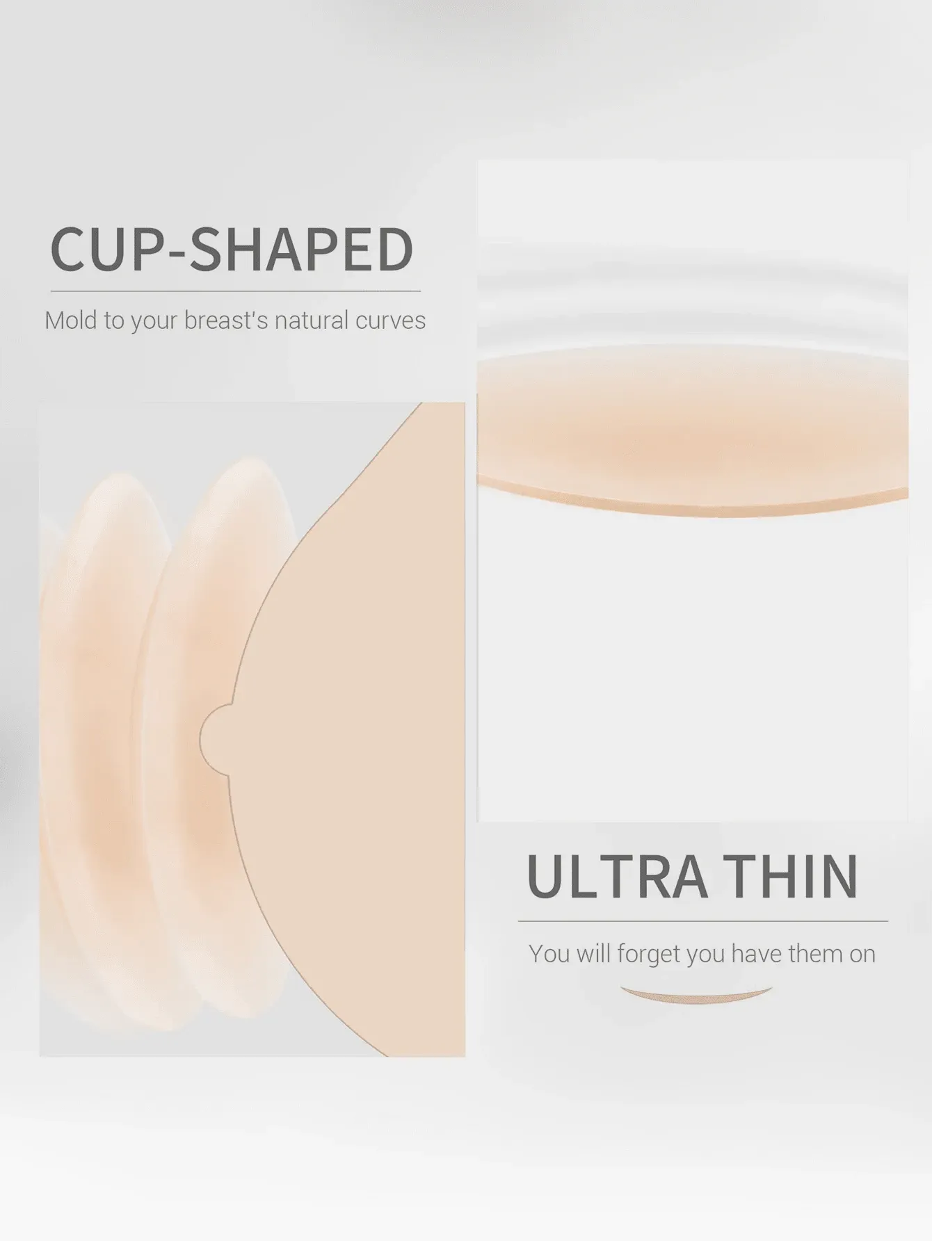 2pcs/set, silicone invisible bra lift, skin color. Suitable for wedding, backless tops, with anti-drooping, push-up, anti-exposure and anti-bump functions