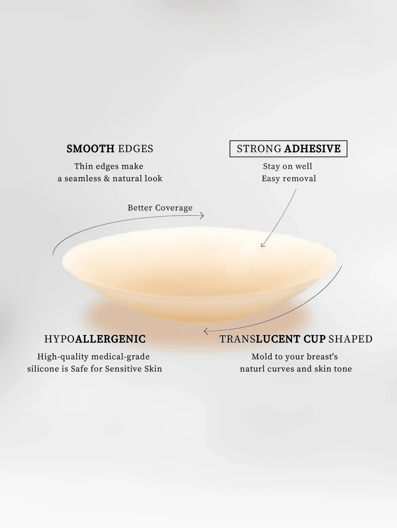 2pcs/set, silicone invisible bra lift, skin color. Suitable for wedding, backless tops, with anti-drooping, push-up, anti-exposure and anti-bump functions