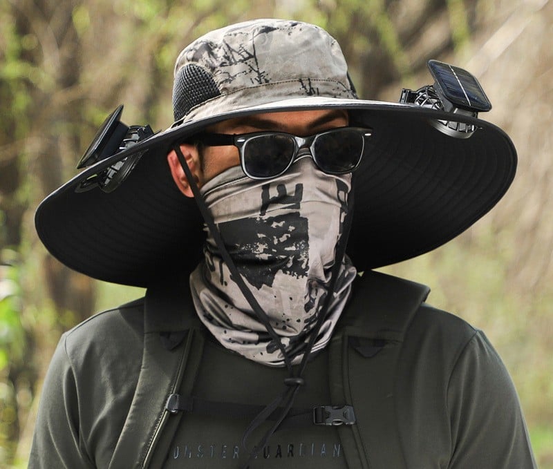 Wide Brim Solar Fan Outdoor Fishing Hat-Solar & USB Charging