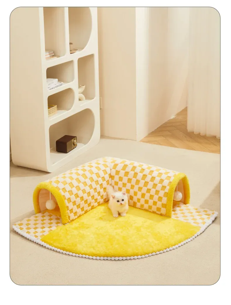Cat Tunnel Bed Dog House Central Mat Soft Plush Material DIY Cats Play Mat Cat Activity Rug Toy for Interactive Exercise Pet