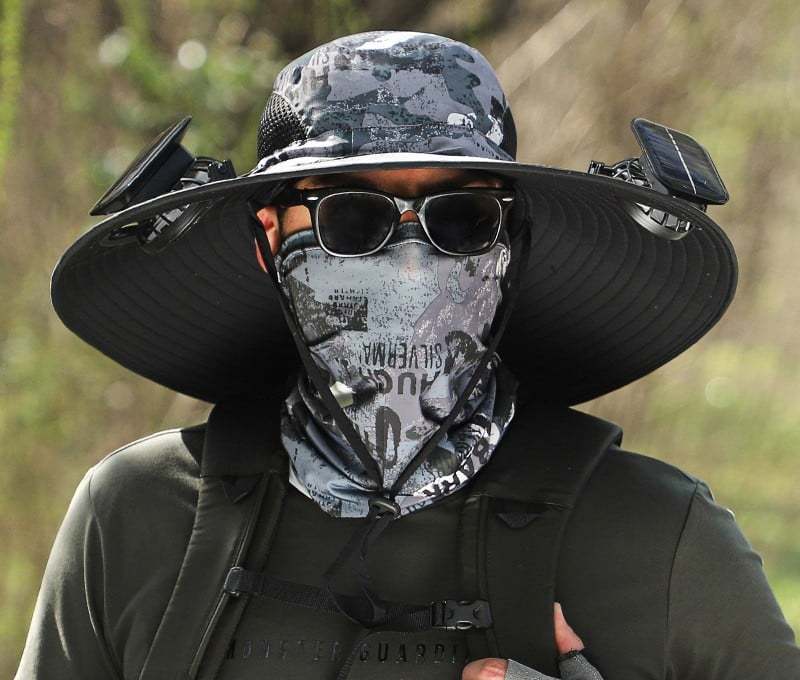 Wide Brim Solar Fan Outdoor Fishing Hat-Solar & USB Charging