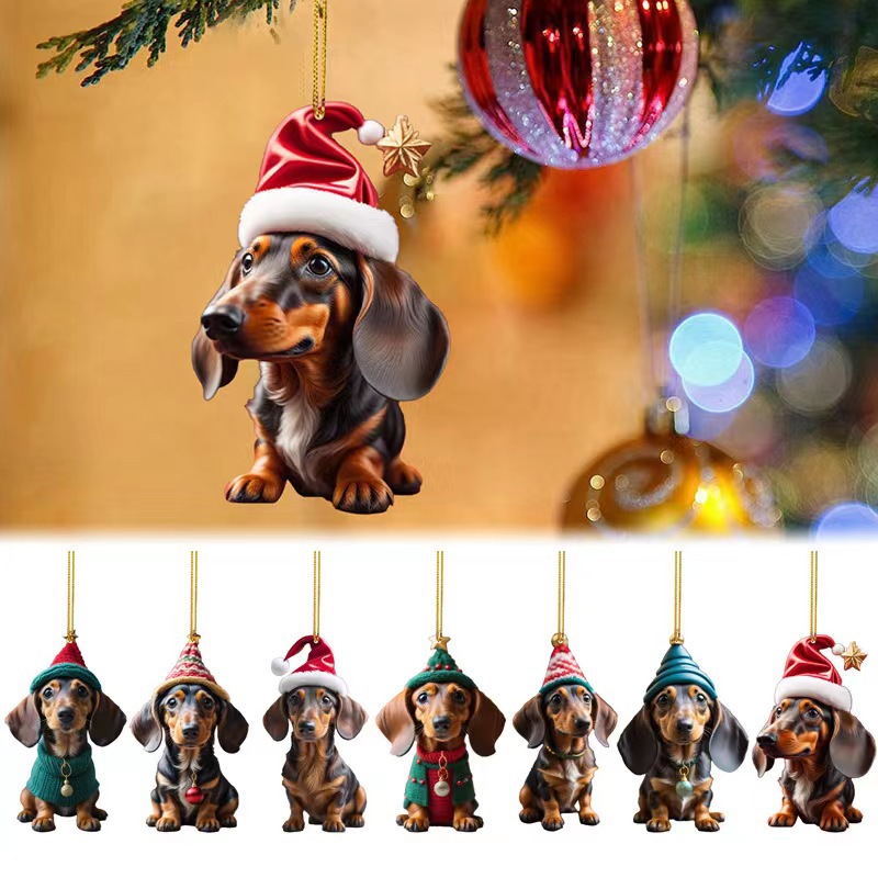 Christmas Cartoon Dog Christmas Tree Ornament
